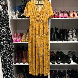 Mustard yellow floral maxi dress, brand new